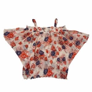 Vintage Y2K Guess Floral Off Shoulder Sheer Top Blouse Womens Medium Fairy 2000s